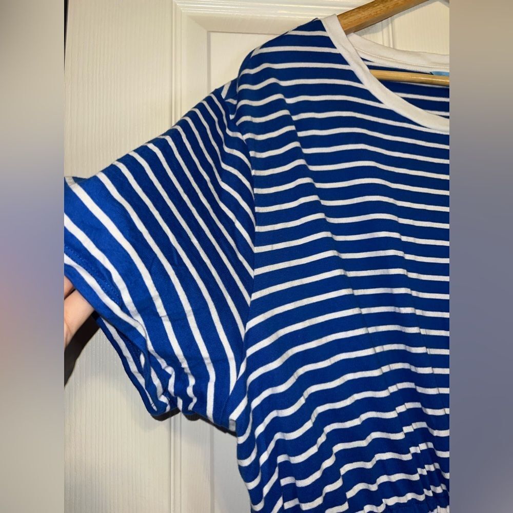 Draper James Tie Waist T-Shirt Dress in Blue Nautical Stripe Size 3XL EUC preppy - Picture 5 of 7